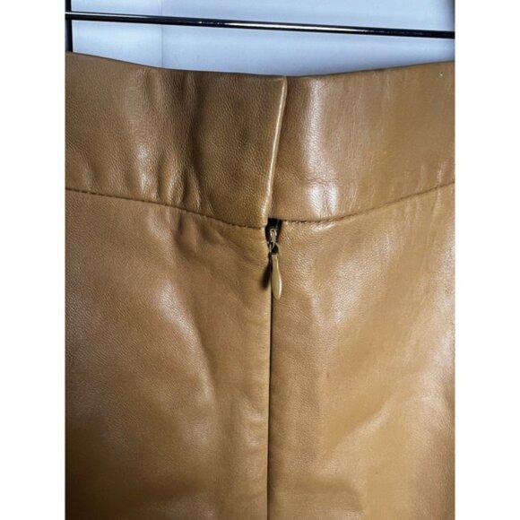 Oscar De La Renta Cognac Leather Pencil Skirt Women's Size 2 - Picture 4 of 11